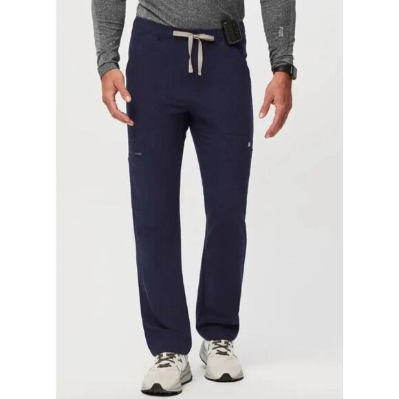 FIGS Technical Collection Cairo Cargo Scrub Pants Navy Blue Mens Large Pockets - Picture 1 of 8